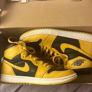 Jordan Yellow and Black High-Top Sneakers